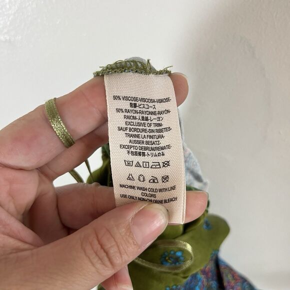 Free People One Piece Blue Jumpsuit Sz 4 Wide Leg Flowy Spaghetti Straps Boho - Picture 7 of 15